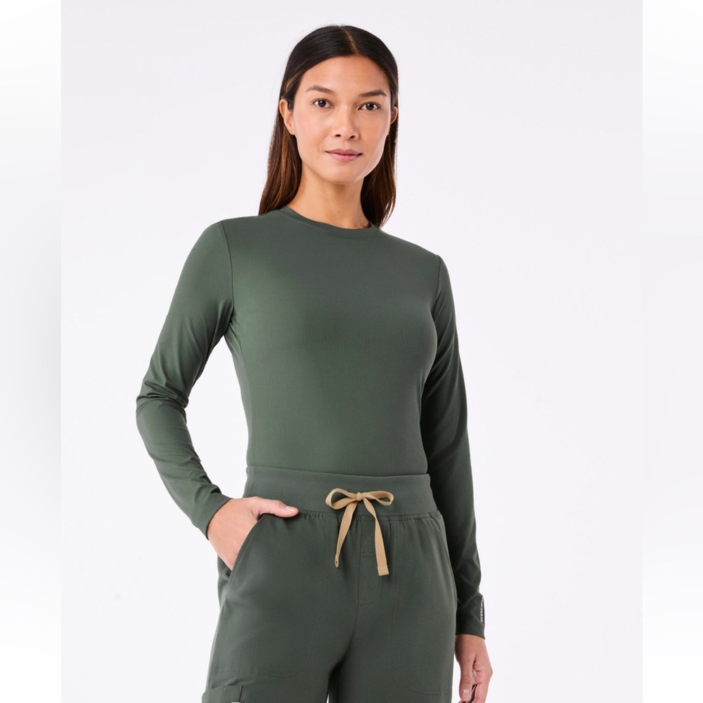 Figs, Ribbed Longsleeve Underscrub, Moss, Small